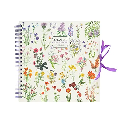 Grupo Erik Fotoalbum zum selbstgestalten Weiße Seiten - Wild Flowers Fotoalbum zum Einkleben - Scrapbook Weiße Seiten 26 x 26 cm