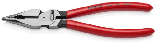 KNIPEX Spitz-Kombizange 185 mm - Zangen: Vielseitige Spitz-Kombizange mit gefräster Nut für sicheres Halten von kleinen Werkstücken und langlebigen Schneiden für verschiedene Drahtarten.