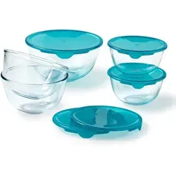 Pyrex® Set mit 5 Ruhrschüsseln aus borosilikat Glas - Auflaufformen: BPA-frei, hitzebeständig und ideal zum Marinieren, Mischen und Aufbewahren. Stapelbar für maximale Platzersparnis!