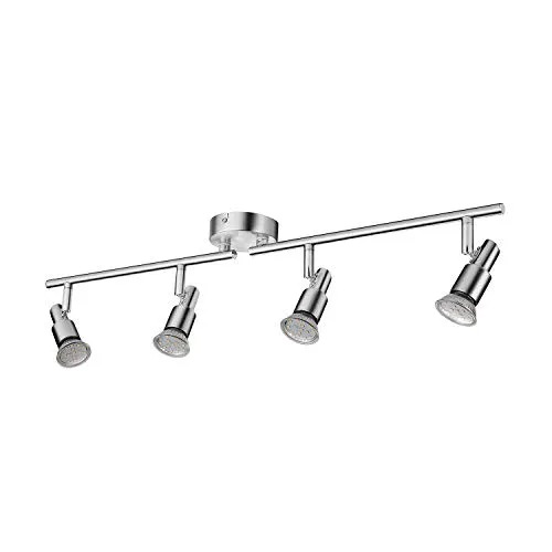 IMPTS Deckenstrahler 4 Flammig, Drehbar mit LED Lampen - Deckenspots mit drehbaren Köpfen für individuelle Lichtgestaltung, inklusive 4 x 3W GU10 LED Lampen für warmweißes Licht, ideal für Küche, Wohnzimmer und Schlafzimmer.