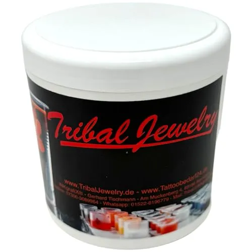 Tribal Jewelry Tattoo Schmiermittel (Petrolatum/Vaselinum) mit Aloe Vera - 500ml - NEU! Bergamotte, Hamamelis und Aloe Vera - aus Deutschland mit natürlichen Inhaltsstoffen- PROFI - STUDIO - IG68545