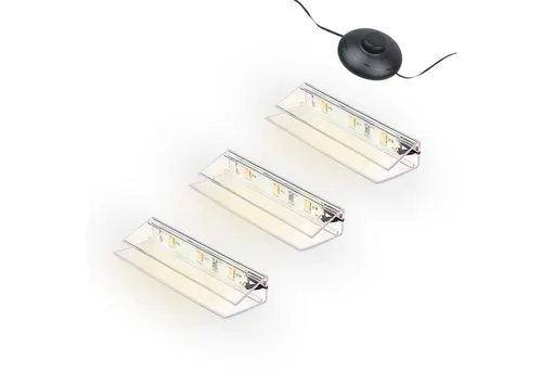 kalb LED Glaskantenbeleuchtung LED Glaskantenbeleuchtung Clip Set 3000K/5000K Transparent Plug & Play, 3er Set warmweiß
