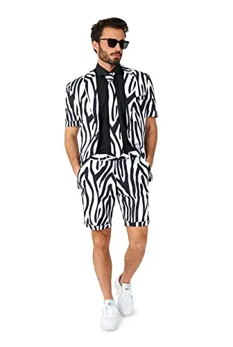 OppoSuits Herren Sommer Zazzy Zebra Anzug in weiß von OppoSuits