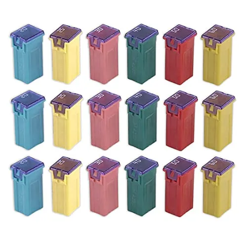 GUUZI 18pcs 12V-24V Automotive Jcase Kastenförmiges Sortiment Sicherungssatz (20A/25A/30A/40A/50A/60A, Jeweils 3 Stück) Kompatibel für Pickup Trucks, Autos