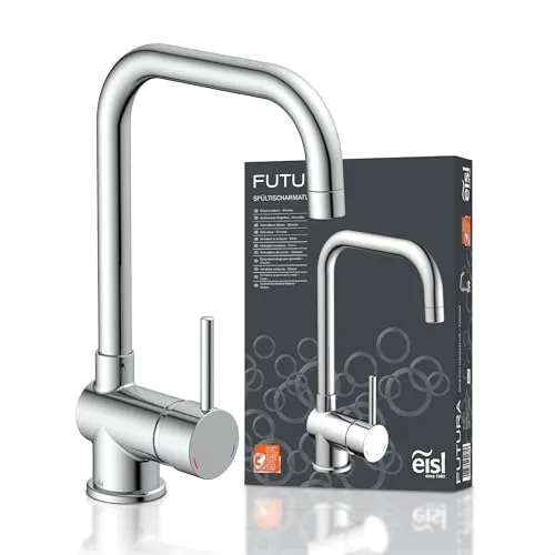 EISL Spültischarmatur FUTURA mit hohem Auslauf - Armatur mit 360° schwenkbarem Auslauf, ideal für hohe Gefäße und Doppelspülbecken. Energiesparend durch Kaltwasserzufluss, einfache Montage inklusive Schnellbefestigungsset.