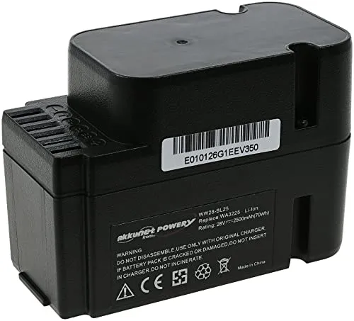 Powery Akku für Worx Landroid WR111MI - 2500 mAh - Zubehör für Elektrowerkzeug: Hochleistungsakku mit 2500 mAh und 28 V für längere Mähzeiten und zuverlässige Leistung.