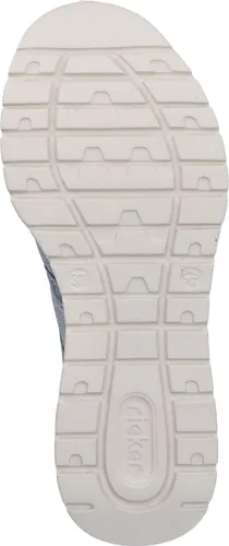RIEKER SPORT Slip-On Sneaker für Damen, Gr. 37, hellblau-beige, vegan - Bequeme RIEKER SPORT Slip-On Sneaker aus veganem Lederimitat und Textil. Mit gepolsterter Innensohle und leicht profiliertem Gummiboden ideal für den Alltag.