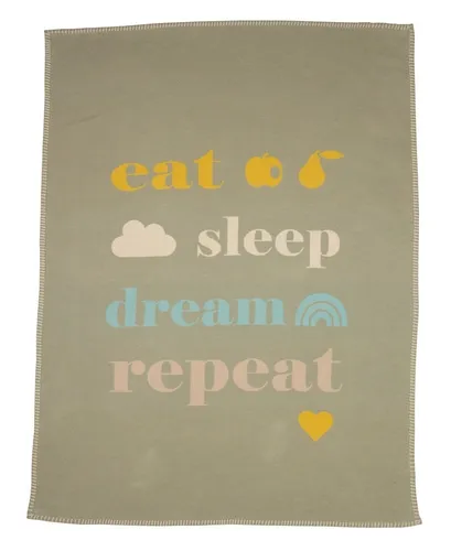 David Fussenegger Babydecke Lena 'eat sleep...' 75 x 100 cm Hellgrün - Hochwertige Babydecke aus Baumwolle, ideal für Babybetten. Mit ihrem ansprechenden Design sorgt sie für Geborgenheit und Wärme. Made in Austria.
