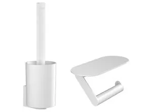hansgrohe WallStoris Toilettenset - 2-teiliges Badezimmer Zubehör Set - WC-Bürsten & Halter: Flexibles Zubehör Set in Mattweiß für stilvolles Badezimmer, einfach ohne bohren befestigen und nachhaltig nutzen.