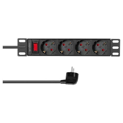 2.00m LogiLink Strom Steckdosenleiste Stecker auf Buchse Schwarz IP20