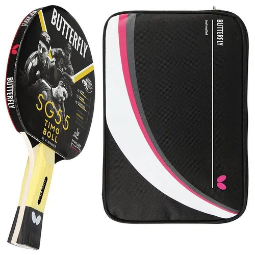 Butterfly Timo Boll SG55 Tischtennisschläger mit Hülle Drive Case II - Komplettschläger für Allround-Spieler, inklusive Schlägerhülle für optimalen Schutz und Transport.