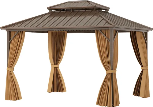 COSTWAY 3,5 x 3m Gartenpavillon mit Doppeldach