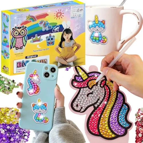 Retoo Diamond Painting Set Sticker Einstellbare Helligkeit, Lichtplatten, Diamond Aufkleber, 2 Haken für Saugnäpfe, Tablett, Wachs, Stift zum Anordnen von Diamanten für Kinder