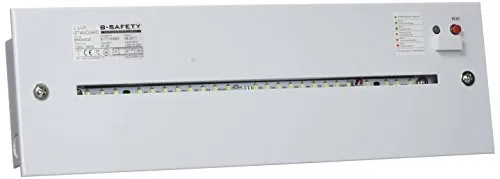b-lite Notleuchte L-LUX Standard - LED-Fluchtwegleuchte mit Akku für Deckeneinbau, einstellbare Notlichtdauer bis zu 8 Stunden und inklusive 4 Hinweisschilder für optimale Sicherheit.