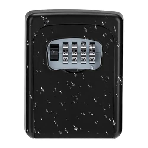 ZHEGE Schlüsseltresor mit Zahlencode, 4-stellig Schlüsselbox mit Code für Draußen, Klein Schlüsselsafe aussen, Schlüsselkasten mit Zahlenschloss außenbereich für hausschlüssel (Schwarz)