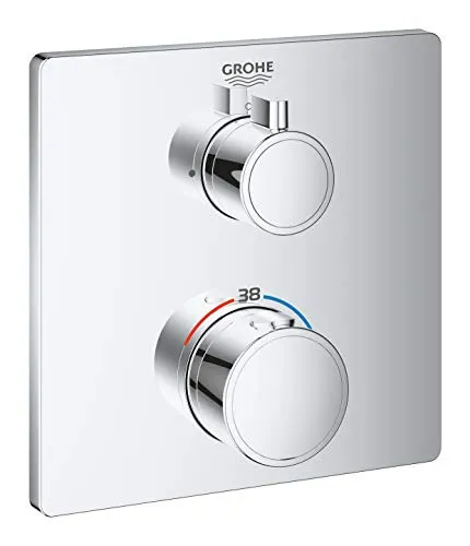 Grohe Grohtherm Thermostat-Brausebatterie - Chrom - Wannen- & Duscharmaturen, präzise Temperaturregelung für ein komfortables Duscherlebnis