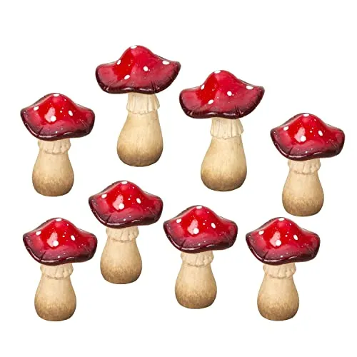 Geschenkestadl 8 Stück Fliegenpilz Figuren H 9,5-16 cm Pilz Dekofigur Garten Herbst Deko