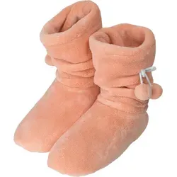 normani Damen-Fleece-Hausschuhe mit Bommeln - Orange - 35-38 - Flauschige Fleecehausschuhe mit hohem Schaft für extra Wärme. Die rutschfeste Sohle sorgt für sicheren Halt auf glatten Böden. Ideal zum Entspannen oder als Geschenk für Ihre Liebsten.
