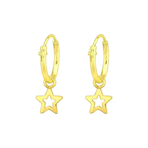 Kleine Creolen mit Stern Kinder Damen Mädchen Ohrringe Sterling Silber 925 gold