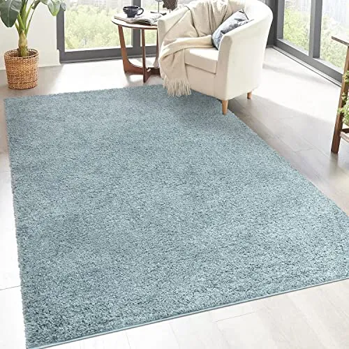 carpet city Hochflor-Teppich Türkis 120x170 cm - Hochflor Teppich in Türkis, pflegeleicht und strapazierfähig, ideal für jedes Zimmer und auch für Fußbodenheizung geeignet.
