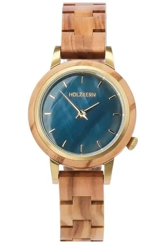 Holzkern Quarzuhr Antrim Olive/Perlmutt in braun von HOLZKERN