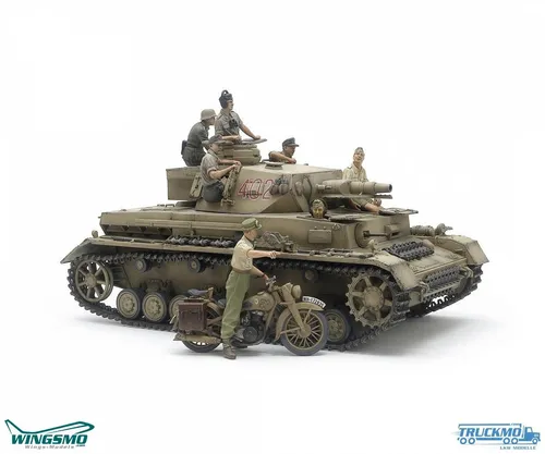 TAMIYA 25208 1:35 Dt. PzKpfw.IV AUSF.F m. Krad DAK - Detaillierter Modellbausatz - Standmodellbau: Panzer - Hochwertiger 1:35 Modellbausatz von TAMIYA für individuelles Basteln und Lackieren, inklusive bebilderter Anleitung für einfachen Zusammenbau.