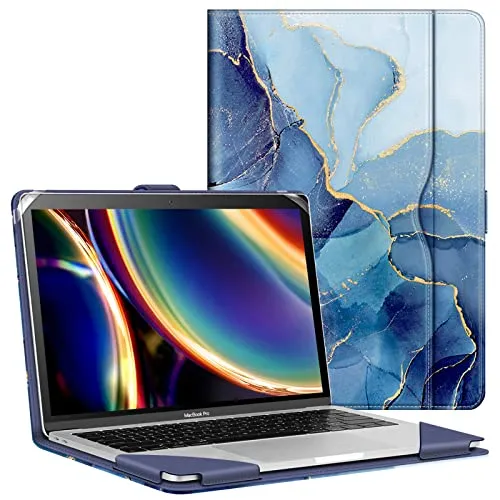 Fintie Hülle Kompatibel mit MacBook Air 13.6 (2026-2022 M5 M4 M3 M2), MacBook Air 13 (2020-2018 M1) / Pro 13 (2022-2016 M2 M1), Folio Book Schutzhülle mit Dokumentschlitze, Ozean Marmor