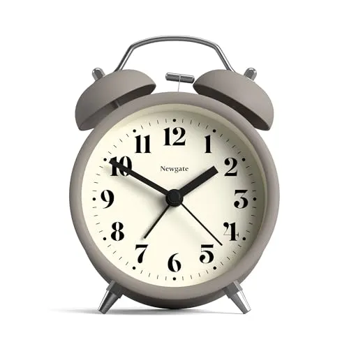NEWGATE® Theatre Wecker | Moderner klassischer Doppelglockenwecker | Stein | Leicht lesbare Zahlen | Ideal für Nachttisch, Schreibtisch oder Regal | Retro-Accessoires für Schlafzimmer und Büro