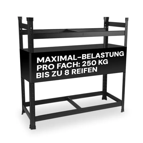 ALL Schwerlastregal Premium Reifenregal 250kg - Schwerlastregal für bis zu 18 Reifen, rostfrei und langlebig. Einfache Selbstmontage mit Anleitung, 5 Jahre Garantie.