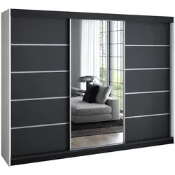 A&J MöbelLand Schwebetürenschrank in Weiß und Schwarz in schwarz von A&J MöbelLand