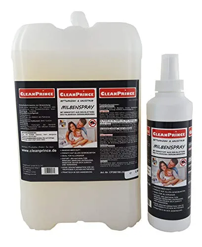 CleanPrince 2,25 Liter Anti-Milben-Spray: Effektive Milbenabwehr für ein gesundes Schlafumfeld - Milbenabwehr-Spray für alle Gewebearten, sofort wirksam mit 98% Milbenreduktion in 10 Tagen. Ideal für Matratzen und Bettwäsche, biologisch und laborgeprüft.