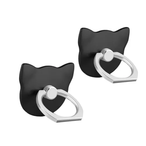 Msagkah 2PCS Handy Griff, Handy Ständer Halterung Kompatibel mit iPhone Samsung und alle Smartphones (Katze-Schwarz)