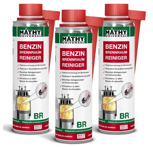 MATHY-BR Brennraum-Reiniger Benzin (3 x 250 ml) - Effizientes Kraftstoffadditiv für Motorpflege - Einfache Anwendung ohne Werkstattbesuch! Der MATHY-BR Brennraum-Reiniger sorgt für eine gründliche Reinigung des Brennraums und reduziert Ablagerungen. Ideal für moderne Downsizing-Motoren und zur langfristigen Pflege.