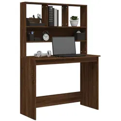 vidaXL Schreibtisch mit Regal in Braun Eiche - Kinderschreibtische mit viel Stauraum und platzsparendem Design, ideal für kleine Zimmer und Home Office. Hergestellt aus hochwertigem Holzwerkstoff für Langlebigkeit und einfache Reinigung.
