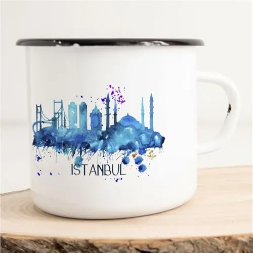 Huuraa Emaille Tasse Istanbul Geschenk Kaffeebecher Vintage 300ml Istanbul Geschenkidee