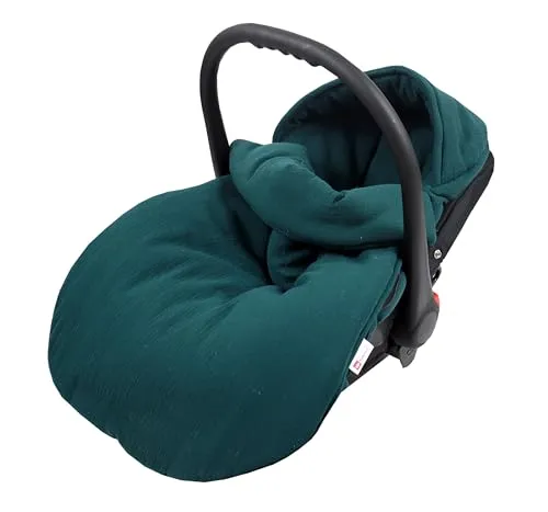 BabyLux Fußsack 90cm für Babyschale, Kinderwagen & Buggy, ideal für Frühling, Sommer Herbst &, warm & weich Kinderfußsack (Musselin - dunkel Grün)