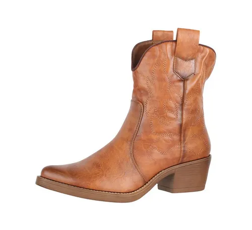 Elara Damen Stiefeletten Cowboy Boots Chunkyrayan 301-A31P Camel - Trendige Cowboy-Stiefeletten von Elara in Camel – ideal für jeden Look. Bequem und pflegeleicht, perfekt für vielseitige Outfits von Jeans bis Kleid.
