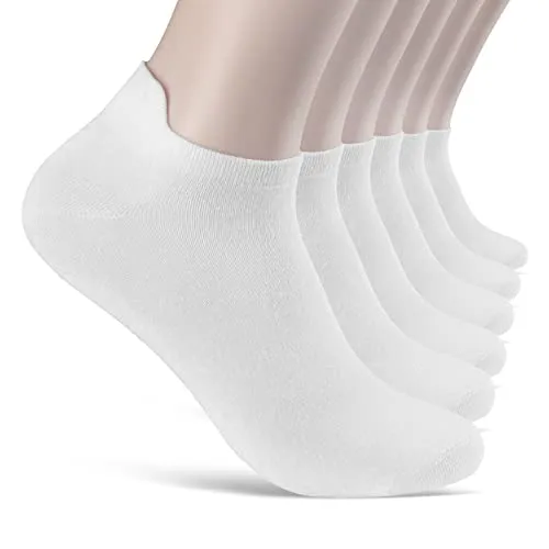 Paar Sneaker Socken Herren Damen mit Fersenlasche Anti-Blasen Schutz Rutschfest Atmungsaktiv 13600 WP (Weiß 43-46) 6