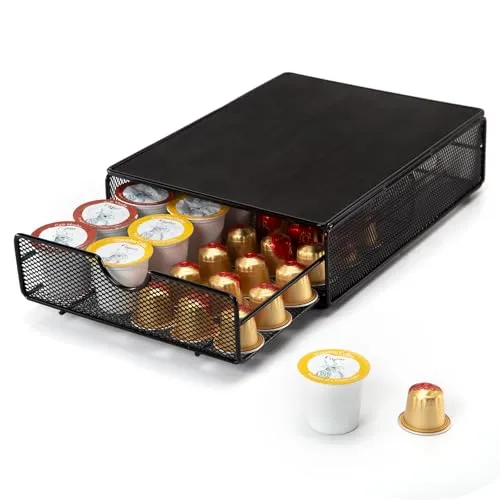 SYSYLY Min Schublade für Originalline Kapseln,Kaffee Kapselhalter Schublade,Organizer zur Aufbewahrung von 35 Stücke Kaffekapseln,Ideal für Kleine Räume,Schwarz.