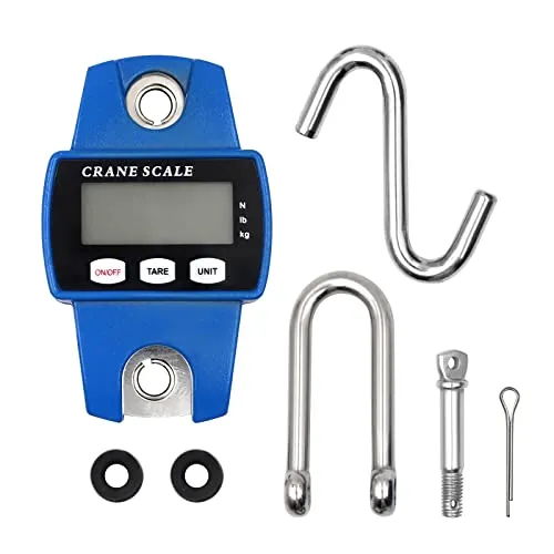 MUALROUS Hängende Waage 300KG Mini-Digital-Kranwaage elektronische Hakenwaage Gepäckwaage für Bauernhof Jagd Angeln Outdoor (blau)
