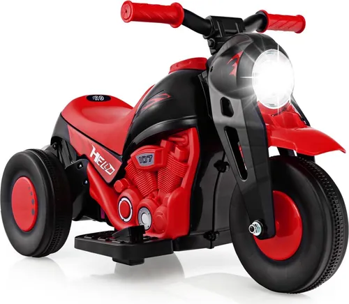 COSTWAY Kinder Motorrad, mit Seifenblasenmaschine, 6V Elektro Motorrad mit Musik und LED Scheinwerfer, Dreirad Kindermotorrad 2,5-3 km/h, für Kinder ab 3 Jahre (Rot)