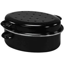 Krüger Gansbräter 42cm - Induktionsgeeignet und Emailliert - Pfannen mit 10,5 Liter Volumen, ideal für Festtagsbraten. Der schwere Gansbräter aus emailliertem Stahlblech überzeugt durch den Spezial-Tropfdeckel und ist für alle Herdarten geeignet.