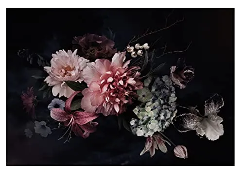 WallArena Vlies Fototapete Vintage Rosen Schwarz 416x254 cm - Elegante Vliestapete für Wohnzimmer und Schlafzimmer, mit einfacher Montage und langlebiger, halbmatte Oberfläche für lebendige Farben und eine einzigartige Atmosphäre.