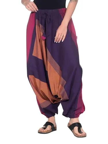 Kunst und Magie Unisex Haremshose OneSize - Lila - Bequeme Aladinhose aus 100 % Baumwolle mit dehnbarem Bund. Ideal für entspannte Tage und vielseitige Styles. Perfekt für jeden Anlass.