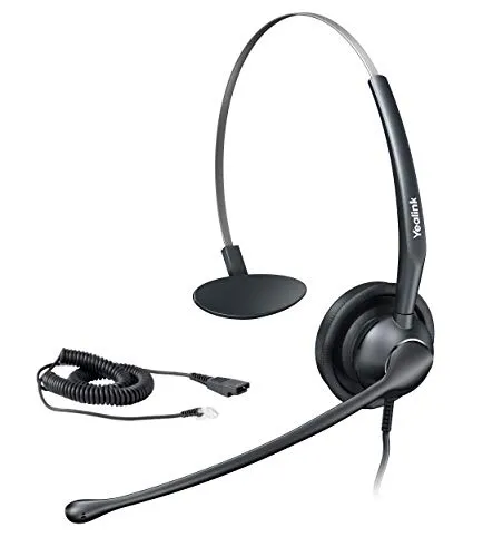 Yealink YHS34 Mono Headset - Kabelgebundenes Headset für klare Sprachübertragung, ideal für Büroanwendungen und lange Gespräche.