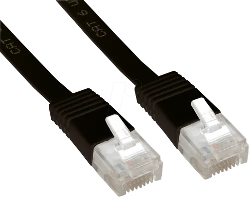 PATCH-C6SB 1SW - 1 m Cat.6, Flach-Patchkabel, schwarz