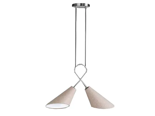 Pendelleuchte Stoff Beige Matt Nickel 2 Flammig
