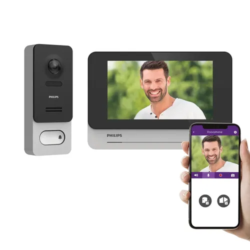 Philips WelcomeEye Wireless Kit - Drahtlose Video-Türsprechanlage - Haus-Alarmanlagen mit 1080p Überwachungskamera und WLAN, ideal für sichere Türkommunikation und einfache Installation