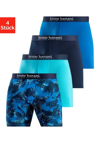 Langer Boxer BRUNO BANANI, Herren, Gr. S - Herrenunterhosen im 4er-Pack mit 3 unifarbenen und 1 modisch bedruckten Boxern. Bequemes Bündchen und angenehme Passform dank elastischer Baumwolle.