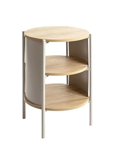Runder Beistelltisch aus Eiche und Metall, 60 cm